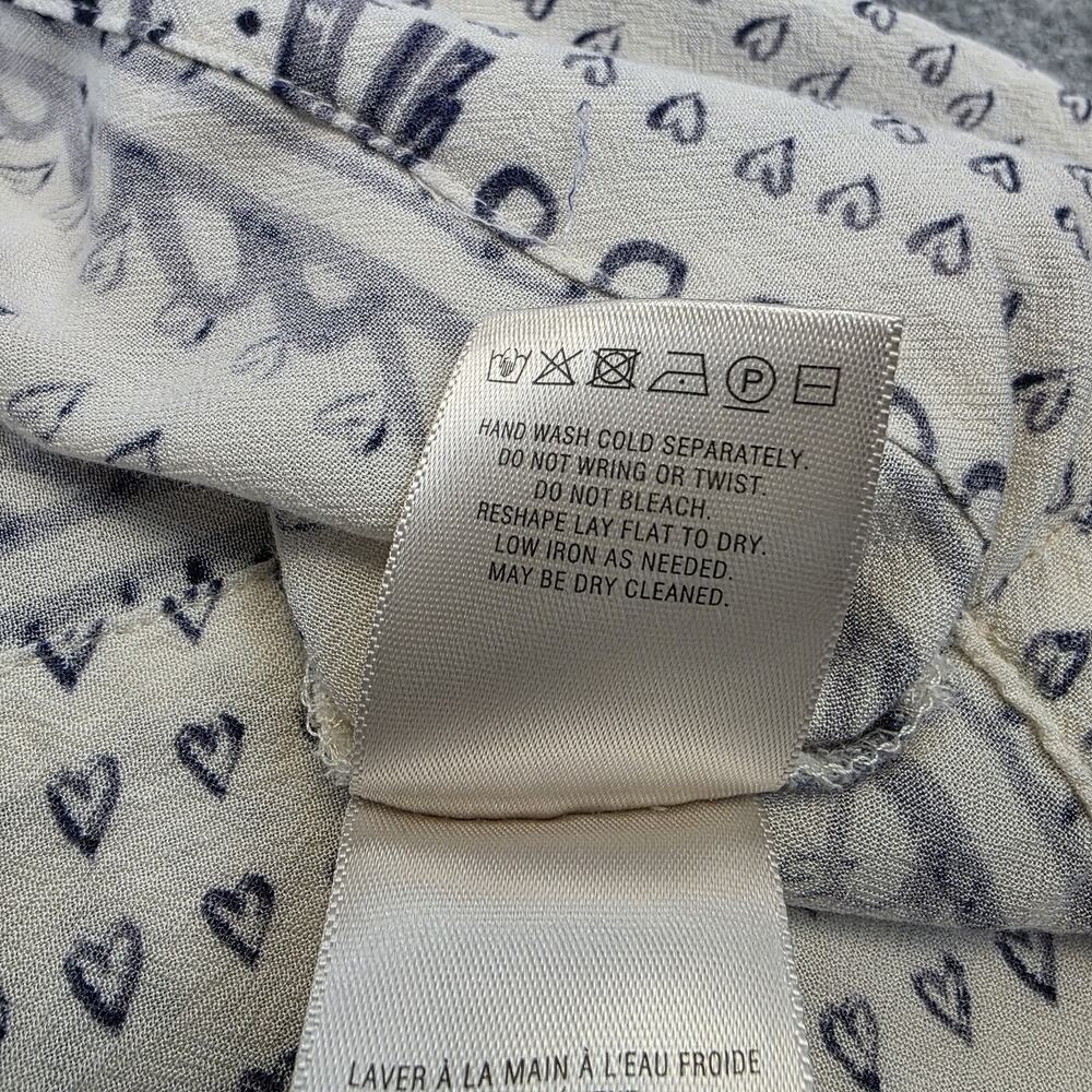 Anthropologie Maeve Top Womens XS Navy White Heart Print Boho Peasant Blouse - Picture 15 of 16